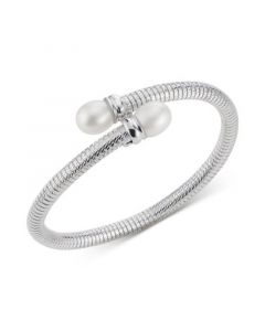 Cultured Freshwater Pearl (10mm) Tubogas Bypass Bracelet in Sterling Silver