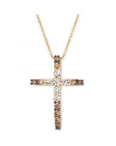 Chocolate Ombré Diamond Cross 18" Pendant Necklace (1/2 ct. t.w.) in 14k Gold