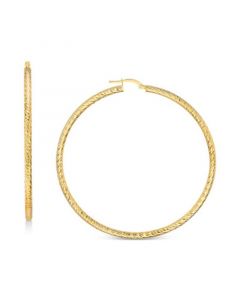 Textured Large Hoop Earrings in 10k Gold 60mm