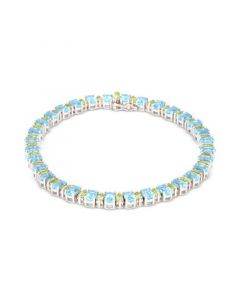 Sky Blue Topaz (10 ct. t.w.) & Peridot (3 ct. t.w.) Tennis Bracelet in Sterling Silver