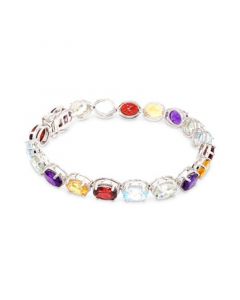 Garnet Round Link Bracelet (28 ct. t.w.) in Sterling Silver (Also in Blue Topaz, Amethyst & Multi-Gemstone)