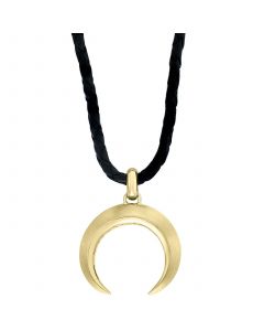 EFFY® Men's Moon Symbol Leather Cord 20" Pendant Necklace in 18k Gold-Plated Sterling Silver