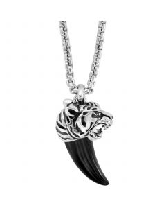 EFFY® Men's Onyx Claw Tiger 22" Pendant Necklace in Sterling Silver