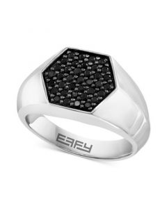 EFFY® Men's Black Sapphire Hexagon Ring (3/4 ct. t.w.) in Sterling Silver