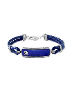 EFFY® Men's Lapis Lazuli Leather Cord Bracelet in Sterling Silver