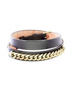 EFFY® Men's Leather Wrap Bracelet in 14k Gold-Plated Sterling Silver