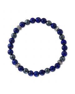 EFFY® Men's Lapiz Lazuli & Hematite Bead Stretch Bracelet in Sterling Silver