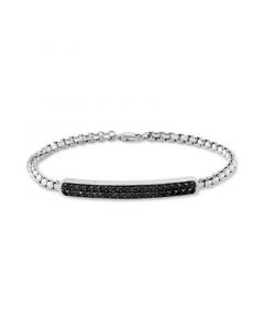 EFFY® Men's Black Spinel Cluster Box Link Bracelet  in Sterling Silver