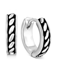 EFFY® Men's Antique-Look Huggie Hoop Earrings in Sterling Silver, 3/4"