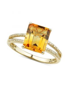 Citrine (3.0 ct. t.w.) & Diamond (1/10 ct. t.w.) Ring in 14k Gold