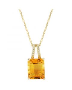 Citrine (3 ct. t.w.) & Diamond Accent 18" Pendant Necklace in 14k Gold