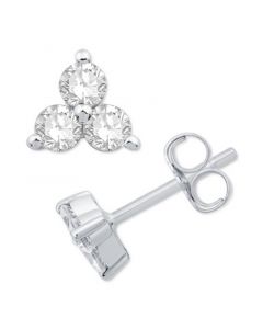 Diamond Trillium Cluster Stud Earrings (1/2 ct. t.w.) in 14k White Gold