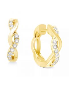 Diamond Braided Hoop Earrings (1/5 ct. t.w.) in 14k Yellow or Rose Gold