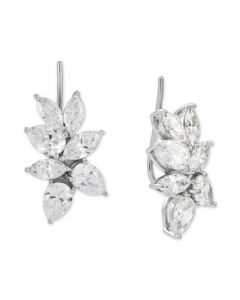 Cubic Zirconia Cluster Ear Climbers in Sterling Silver