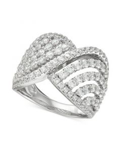 Cubic Zirconia Openwork Statement Ring in Sterling Silver