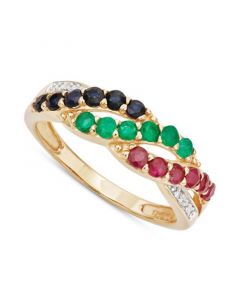 Emerald (3/4 ct. t.w.) & Diamond Accent Open Twist Ring in 14k Gold (Also in Multi-Gemstone)