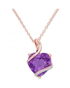 Amethyst (6-1/2 ct. t.w.) & Diamond (1/20 ct. t.w.) 18" Pendant Necklace in 18k Rose Gold-Plated Sterling Silver