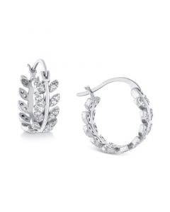 Cubic Zirconia Leaf-Inspired Small Hoop Earrings, 0.5" Created for Macy's