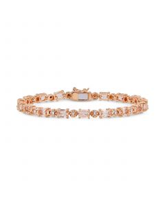 Simulated Morganite (9 ct. t.w.) & Diamond Accent Link Bracelet in 18k Rose Gold-Plated Sterling Silver