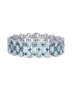 Blue Topaz Multirow Statement Bracelet (63-1/10 ct. t.w.) Inn Sterling Silver