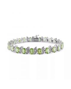 Peridot (11-1/4 ct. t.w.) & Diamond Accent S Link Bracelet in Sterling Silver (Also in Green Quartz, & Aquamarine)