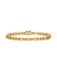 Citrine (8-1/10 ct. t.w.) & Diamond Accent Link Bracelet in 18k Gold-Plated Sterling Silver