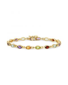 Multi-Gemstone Marquise Bracelet (4-1/2 ct. t.w.) in 18k Gold-Plated Sterling Silver