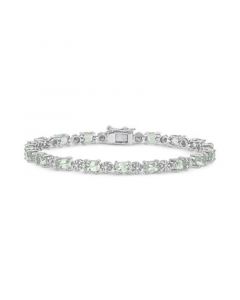 Green Quartz (7-3/8 ct. t.w.) & Diamond Accent Link Bracelet in Sterling Silver