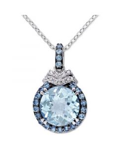 Blue Topaz (4-3/4 ct. t.w.) & Diamond (1/20 ct. t.w.) 18" Pendant Necklace in Sterling Silver