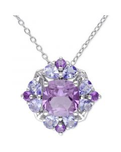 Amethyst (1-7/8 ct. t.w.) & Tanzanite (1 ct. t.w.) 18" Pendant Necklace in Sterling Silver