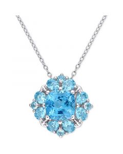 Blue Topaz Cluster 18" Pendant Necklace (4-1/6 ct. t.w.) in Sterling Silver