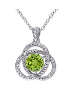 Peridot (1-1/2 ct. t.w.) & Diamond (1/10 ct. t.w.) Ven 18" Pendant Necklace in Sterling Silver