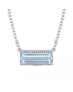 Blue Topaz (2-7/8 ct. t.w.) & White Sapphire (1/6 ct. t.w.) Rectangle Halo 18" Pendant Necklace in Sterling Silver (Also in Amethyst)