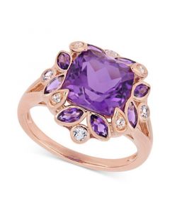 Amethyst (3 ct. t.w.) & White Topaz (1/5 ct. t.w.) Ring in 18k Rose Gold-Plated Sterling Silver