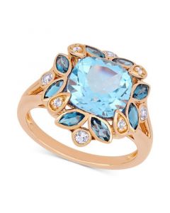 Blue Topaz (4-1/2 ct. t.w.) & White Topaz (1/5 ct. t.w.) Ring in 18k Rose Gold-Plated Sterling Silver