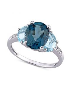 Blue Topaz (4-1/2 ct. t.w.) & Diamond Accent Statement Ring in Sterling Silver