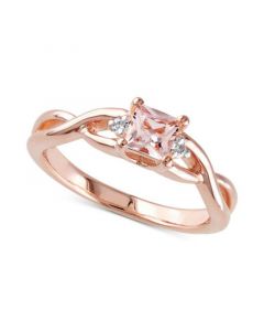 Morganite (1/3 ct. t.w.) & Diamond Accent Braided Shank Ring in 18k Rose Gold-Plated Sterling Silver