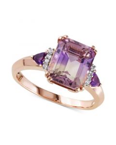 Ametrine (3-1/4 ct. t.w.), Amethyst (1/5 ct. t.w.) & Diamond (1/20 ct. t.w.) Statement Ring in Rose Gold-Plated Sterling Silver