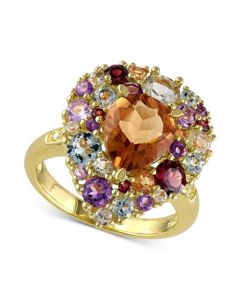 Multi-Gemstone(4-3/4 ct. t.w.) & Diamond Accent Teardrop Cluster Ring in 18k Gold-Plated Sterling Silver