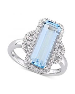 Blue Topaz (3-3/4 ct. t.w.) & White Topaz (1/2 ct. t.w.) Statement Ring in Sterling Silver