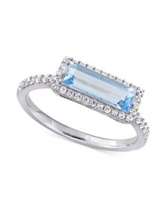 Blue Topaz (1-1/2 ct. t.w.) & White Topaz (1/3 ct. t.w.) Statement Ring in Sterling Silver