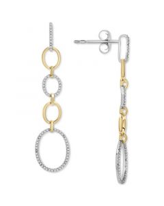 Diamond Oval Link Drop Earrings (1 ct. t.w.) in 14k Gold-Plated Sterling Silver, Created for Macy's