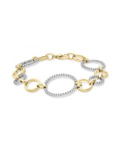 Diamond Oval Link Bracelet (1 ct. t.w.) in 14k Gold-Plated Sterling Silver, Created for Macy's