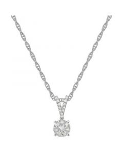 Diamond Cluster 18" Pendant Necklace (1/4 ct. t.w.) in 10k White Gold