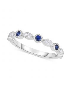 Sapphire (1/3 ct. t.w.) & Diamond (1/10 ct. t.w.) Band in 14k White Gold