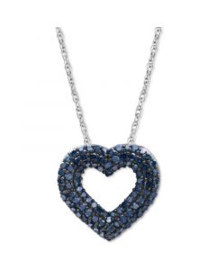 Blue Diamond Heart 18" Pendant Necklace (1/2 ct. t.w.) in Sterling Silver