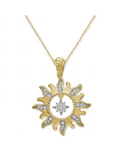 Diamond Sun 18" Pendant Necklace (1/4 ct. t.w.) in 14k Gold-Plated Sterling Silver