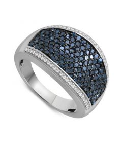 Blue Diamond (7/8 ct. t.w.) & White Diamond (1/8 ct. t.w.) Pavé Ring in Sterling Silver