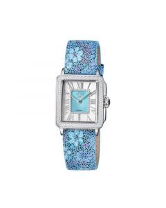 GV2 Women's Padova Floral Blue Leather Swiss Quartz Strap Watch 30 mm