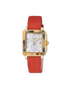 GV2 Women's Bari Tortoise Red Leather Swiss Quartz Strap Watch 34 mm